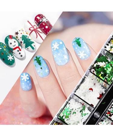 12 Grid Snowflake Nail Sequins Art Holographic Christmas Nail Jewelry Decoration - Buy Online on GoSupps.com