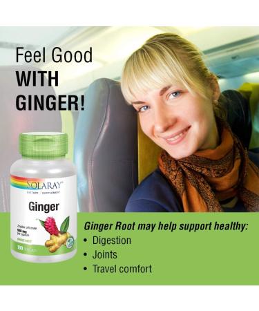 Solaray Ginger Root 1100mg - Digestion & Joint Support - 180 Vegan Capsules - Buy Online on GoSupps.com