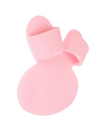 Foot Scrubber Mat Durable Multifunction Silicone Shower Foot Cleaner Strong Suction Cups for Women (PINK)