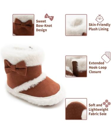 Sonsage Infant Snow Boots - Soft Anti-Skid Sole Ankle Booties for Newborns - Winter Warm Crib Shoes 0-6 Months (Brown) - Buy Online on GoSupps.com