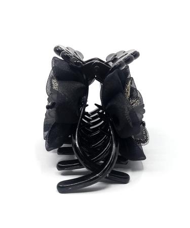 Flower Hair Claw Banana Clip Strong Hold Hair Grip for Thick Hair (Black) - Buy Online on GoSupps.com