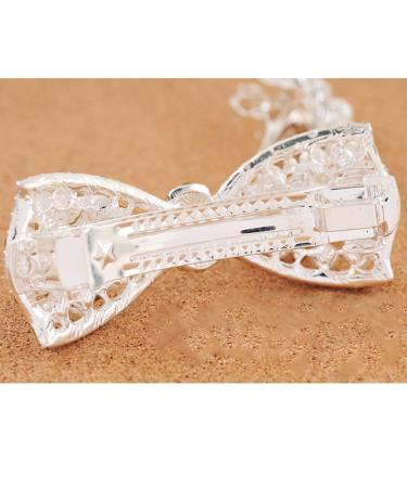 EMZHOLE Elegant Rhinestone Pearl Bow Hair Barrette - White | Crystal Headdress Hairpin and Accessories - Buy Online on GoSupps.com