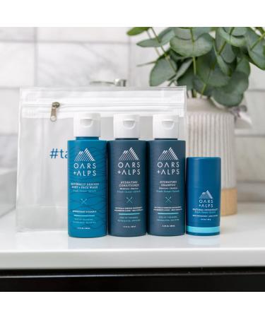 Oars + Alps Men's Hair and Body Travel Kit - Sulfate Free Shampoo, Conditioner, Body Wash, Deodorant - TSA Friendly, 5 Items in Reusable Pouch - Buy Online on GoSupps.com
