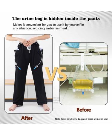 Nephrostomy Bag Pants for Men/Women | Catheter Urine Bag with Double Pockets | XXL Black Ostomy Supplies - Buy Online on GoSupps.com