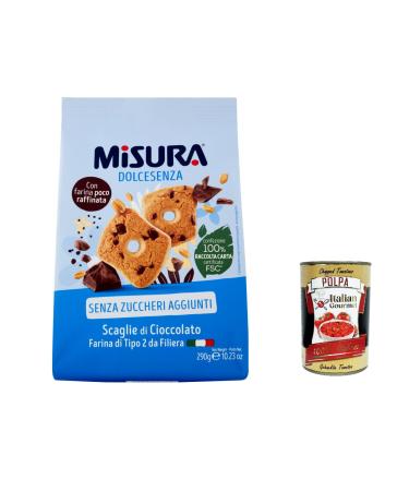 Italian Gourmet E.R. Misura Dolcesenza Pack of 3 chocolate chip cookies no added sugar 290g cookies + 400g Italian Gourmet polpa