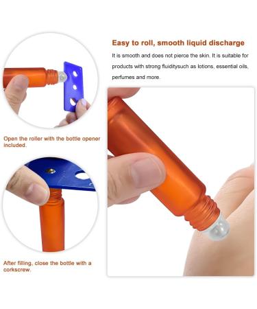 Frosted Glass Essential Oil Roller Bottles 10pcs - Orange Frosted Glass 10ml Roller Bottles with Wood Grain Cap - Stainless Steel Roller Balls - Empty Perfume Bottles - Buy Online on GoSupps.com