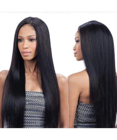 Wig for Women - Long Straight Hair with Bangs | High-Temperature Synthetic Silk - Natural Black & Dark Brown - Buy Online on GoSupps.com