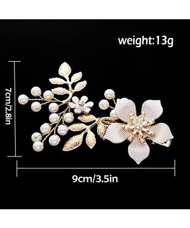 JUSTUSNX Gold Bride Flower Hair Accessories Pearl Crystal Headpiece Wedding Hair Pins Bridal Hair Piece for Women and Girls - Buy Online on GoSupps.com