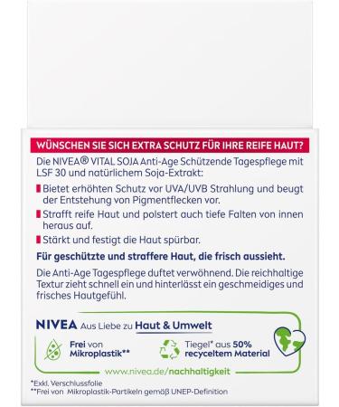 NIVEA VITAL SOJA Protective Day Cream SPF 30 for mature skin with natural soy extract SPF day cream against pigment spots (50 ml) - Buy Online on GoSupps.com