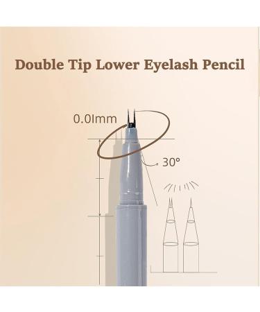 Eye Liner Pencils Double Tip Eyelash Liner Eye Pencil Waterproof Eyeliner Pencil Makeup Long Lasting Black Make Up Pens for Natural Lower Eyelashes Gray Brown - Buy Online on GoSupps.com