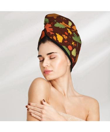 Autumn Leaves Microfiber Hair Towel - Soft Super Absorbent Quick Dry Wrap for Long Curly & Thick Hair | Coral Velvet Towel for Women - Buy Online on GoSupps.com