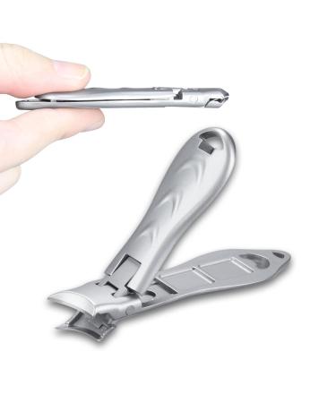 SG Nekoo Portable Ultra Thin Keychain Nail Clippers with Catcher Splash Proof Sharp Foldable Stainless Steel Small Nail Cutter Trim Fingernail Toenail Built-in Nail File for Men Women (Slanted)