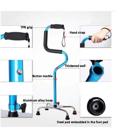 Adjustable Crutch Durable Ergonomic Design and Comfort Handles Four-Legged Multi-Purpose Cane (Blue) (Blue) Selfless dedication - Buy Online on GoSupps.com
