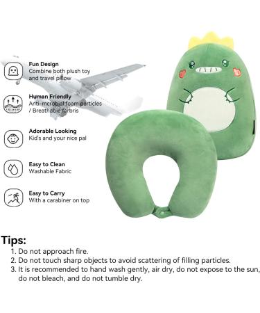 JOYRAVO Kids Travel Pillow - 2-in-1 Deformable Neck Pillow with Cute Dinosaur Design for Comfy Sleep and Play on Airplanes, Cars, and Travel - Buy Online on GoSupps.com