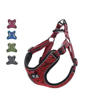 Suredoo dog harness for large medium small dog puppies pets anti -train dishes no pull safety harness reflective breathable breeding crockery Dog harness soft adjustable (l red) l red red