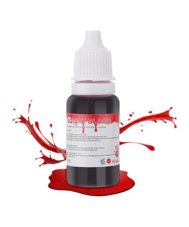 Realistic Fake Blood Makeup 0.35oz (10ml) - Dripping Liquid for Halloween and Cosplay Scenes Theatrical Performances - Washable Vegan & Cruelty-Free Precise Application.
