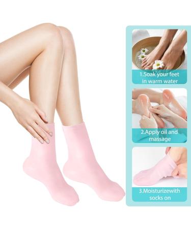 Silicone Moisturizing Socks Women Foot Spa Pedicure Silicone Socks Foot Mask Exfoliating Beach Protective Gel Socks Anti Slip Aloe Socks for Dry Cracked Feet Calluses Foot Care (Pink) - Buy Online on GoSupps.com