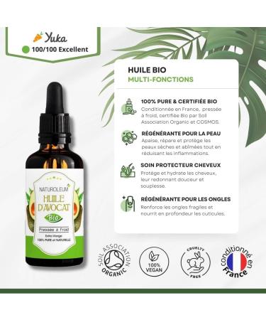 100% ORGANIC NATUROLEUM AVOCADO OIL COLD PRESSED PURE AND NATURAL - Extra Virgin - Nourishing Hair and Skin Care (50 ml) - Buy Online on GoSupps.com