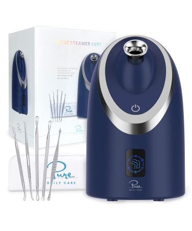 NanoSteamer Luxe by Pure Daily Care in Navy | Ionic Facial Steamer with Smart Steam Technology | 6 Steam Modes | Aromatherapy Basket | Digital LCD Screen | Hot Steam & Cool Mist l Extraction Set - Buy Online on GoSupps.com