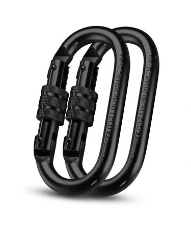 XTEK Climbing Carabiner Clip  UIAA Certified 25 kN 5620 LB, Large Heavy Duty Carabiners for Climbing: Oval-Shape, Screw Locking Steel Caribeener Clips, Hammocks, Hiking, Camping  Durable & Tested 2pc