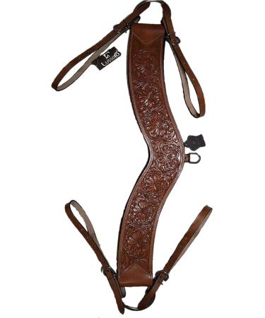 Lussoro Genuine Leather Beautiful Tooled Tripping Horse Collar with Cutout Cross Steer Breast Collar with Tooled