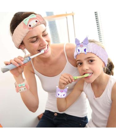 Kawaii Purple Spa Headband and Wristband Set for Women and Girls - Soft Skincare and Makeup Hairband for Face Washing, Bath, Shower, and Beauty - Buy Online on GoSupps.com