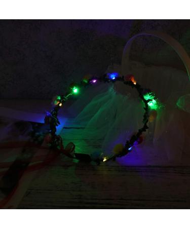 Lurrose Light Up Hair Wreath Floral Headband Flower Crown Garland LED Changing Lights Halloween Hair Accessory for Festival Party - Buy Online on GoSupps.com