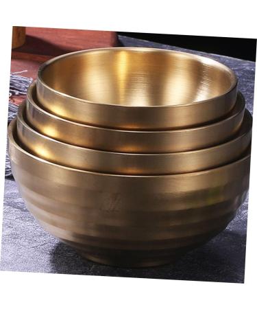 Zerodeko 3 Pcs Stainless Steel Double Bowl Salad Bowl Metal Bowl Pot Soup Container Child Thicken Mixing Bowl 11x11cmx3pcs Goldenx3pcs - Buy Online on GoSupps.com