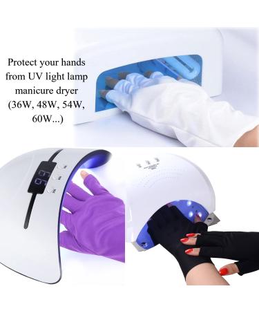 Kalolary 3 Pairs UV Shield Gel Manicure Gloves - Fingerless Anti UV Protection for Hands - Black Purple White - Buy Online on GoSupps.com
