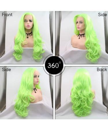 13x2.5 Fluorescent Green Lace Front Wig for Women - Naturally Wavy Heat-Resistant Synthetic Hair (Neon Green 66cm) - Buy Online on GoSupps.com