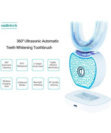 Automatic Sonic Glow Toothbrush Kit | Teeth Whitening with 2 Replacement Heads (White-Blue) - Shop Internationally - Buy Online on GoSupps.com