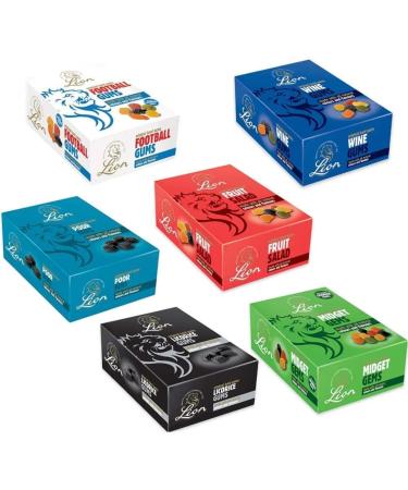 Pick Any 2 Lion 2Kg Boxes You Choose The Ones You Want Midget Gems Football Gums Wine Gums Licorice Gums Fruit Salad and Poor Bens - Buy Online on GoSupps.com
