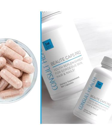 Consult Health Beaute Caps Pro - Supports Hair Growth Skin & Nail Health - Collagen Vitamins B6 B7 B12 D & 10 500 mcg Biotin - MSM Blood Orange - Anti-Aging - USA Made - Women & Men 60 Capsules 60 Count (Pack of 1) - Buy Online on GoSupps.com