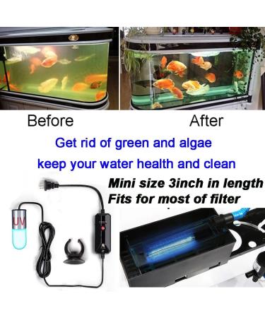 Mini 3W UVC Timer Aquarium UV Clean Light Algae Clear Fish Tank UV Water Clean Lamp Green Bloom Clean Light for Sump Pond Filter Tank - Buy Online on GoSupps.com