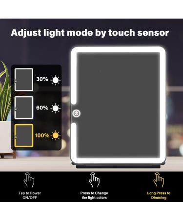 Austrobo 10in Travel Mirror with 72 LEDs, Touch Sensor Dimmable, USB Rechargeable - Portable Makeup Mirror for Travel - Black - Buy Online on GoSupps.com