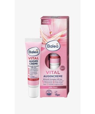 Balea VITAL Anti-Fatigue Eye-Cream 5in1 - Helps Reduces Lines  Wrinkles  Puffiness & Shadows (15ml) - For Mature Skin Ages 40 to 60+ (Not tested on Animals).