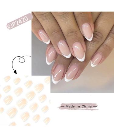 SINLOV Medium French White Fake Nails Oval False Nails Glossy Press on Nails Ballerina Acrylic Full Cover Fake Nails for Women and Girls - Buy Online on GoSupps.com