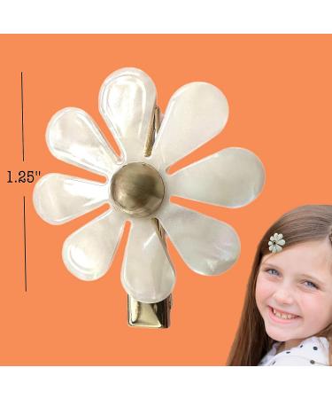 Shiny Pearl Daisy Hair Clips - 2pc Set | Jewels Flower Hair Accessories - Buy Online on GoSupps.com
