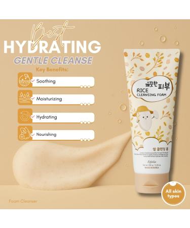 esfolio Rice Cleansing Foam Face Wash Gentle Daily Facial Cleanser with Soft Creamy Foam Suitable for All Skin Types Helps Remove Dirt Oil and Impurities Without Drying (5.29oz -150g) - Buy Online on GoSupps.com