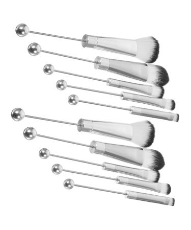 minkissy 2 Sets Metal Handle Makeup Brush Eyebrow Brush Eyeshadow Eye Shadow Makeup Brush Makeup Brush for Women Loose Powder Brush Eye Makeup Brush Artificial Fiber Oblique Head Beaded