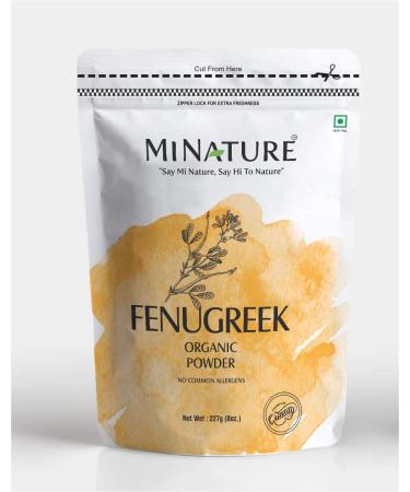 mi nature USDA CERTIFIED Organic Fenugreek Powder (TRIGONELLA FOENUM)(100% NATURAL , ORGANICALLY GROWN ) (227g / (1/2 lb) / 8 ounces) - Resealable Zip Lock Pouch