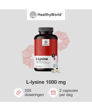 Be Healthy Group doo LLysine Hydrochloride Form 1000 mg per Daily Dose With Zinc 400 Vegetable Capsules Essential Amino Acid Without Additives 6month supply - Buy Online on GoSupps.com