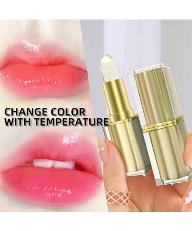 Temperature change lipstick lasts 24 hours gold transparent lip balm waterproof long lasting lipstick color changing lip balm transfer proof color changing - Buy Online on GoSupps.com
