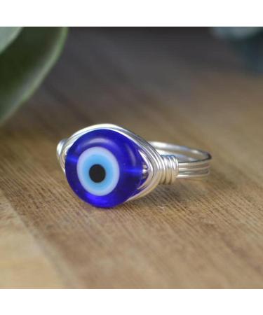 Eyeball s for Men | Copper for Women | Trendy Blue Eye Bead Handmade Dainty Silver Gold Wire Wrapped for Girls Aezon Silver No. 5 - Buy Online on GoSupps.com
