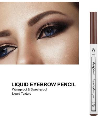 Liquid Eyebrow Pencil Eyebrow Pencil Four Forks Long Lasting Liquid Eyebrow Pen Waterproof Pencil (1# dark brown mocha color) - Buy Online on GoSupps.com