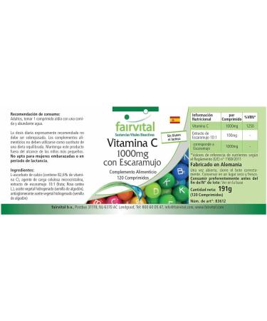 Fairvital | Vitamine C tamponn e 1000mg - hautement dos - V GAN - 120 comprim s - avec du cynorhodon - Buy Online on GoSupps.com