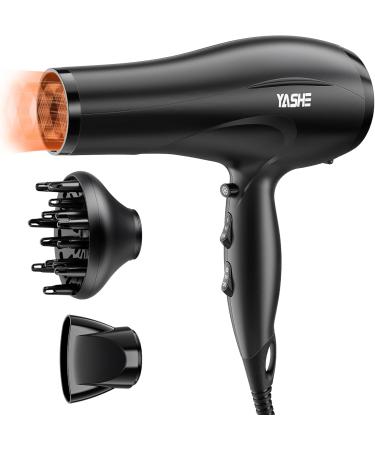 YASHE HD-8009BF Professional Hair Dryer 2400W Salon Ionic Hairdryer with Diffuser and Nozzle Fast Drying with 2 Speed 3 Heat Setting and Cool Button - Buy Online on GoSupps.com