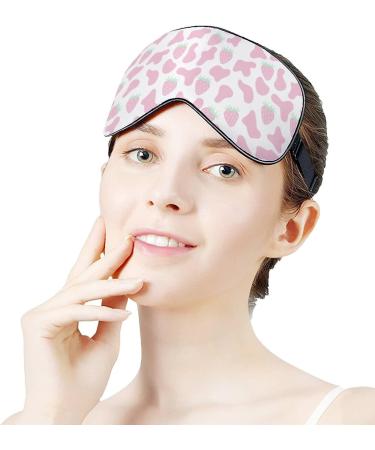 Shop Strawberry & Pink Cow Skin Sleep Mask for Women | Adjustable Eye Shades with Elastic Strap - International Shipping Available - Buy Online on GoSupps.com