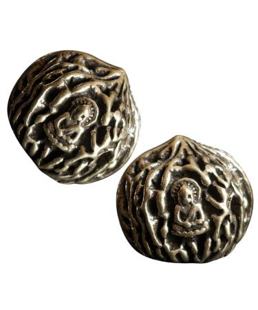 Patkaw 2 pieces Chinese handballs walnut ball brass hand exercise ball copper baoding ball metal massage ball for adults oldest stress relief decompression