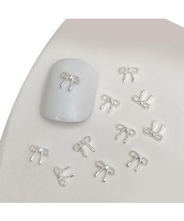 3D Metal Nail Nail Embellishments 20pcs Bowknot Nail Decorations For Individual Styles Nail Embellishments 02 silver